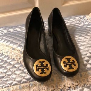 Tory Burch mid block heel black pumps 6 1/2